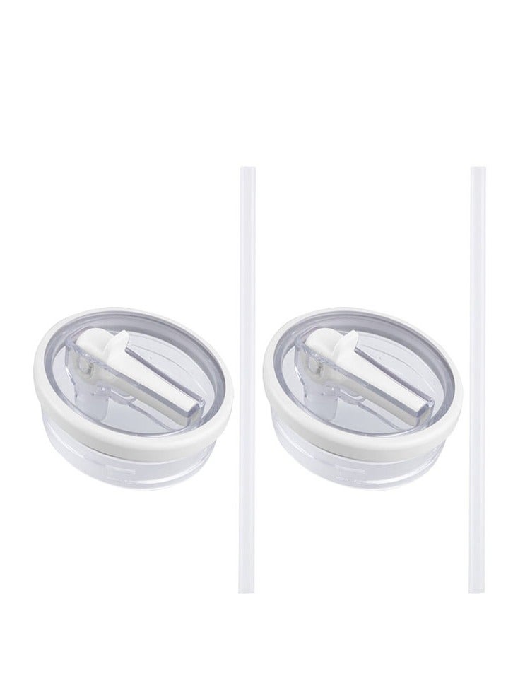 2 Pack 40 Oz Tumbler Flip Straw Lid Replacement Fit For Stanley Quencher Spill P0roof Splash Resistant Tumbler Lids Reusable Tumbler Cover For Cup（ white） - Image 1