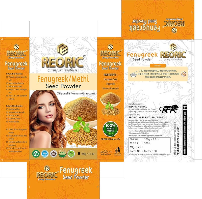 REORIC Reoric amla Fenugreek hibiscus powder amla powder indian gooseberry powder hibiscus powder hibiscus powder for hair growthfenugreek powder for hair growth 300g Pack of 3  - Image 4