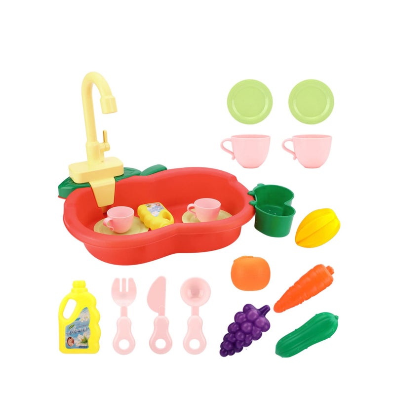 SOLARAE ألعاب حوض المطبخ، مجموعة مطبخ للأطفال مع غسالة صحون كهربائية ولعبة تشغيلية بنظام دورة المياه وإكسسوارات المطبخ لألعاب تمثيل الأدوار للأولاد والبنات هدايا للأطفال - Image 1