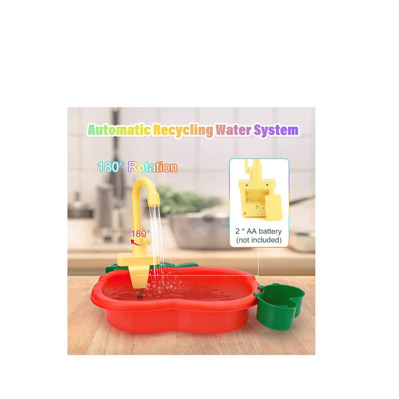 SOLARAE ألعاب حوض المطبخ، مجموعة مطبخ للأطفال مع غسالة صحون كهربائية ولعبة تشغيلية بنظام دورة المياه وإكسسوارات المطبخ لألعاب تمثيل الأدوار للأولاد والبنات هدايا للأطفال - Image 3