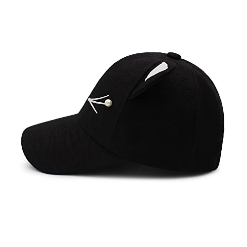 VRITRAZ Polyester Cat Cartoon Character Printed Little Cap for Kids, Baby Girls & Boys 3-12 Years (Black) - Image 5