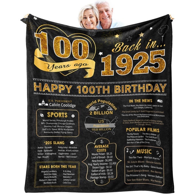 BIRTHDAY GIFTS FOR 100 YEAR OLD WOMAN 100TH BIRTHDAY GIFTS FOR WOMEN MEN 100TH BIRTHDAY GIFT IDEAS THROW BLANKET 60X50 INCH HAPPY 100TH BIRTHDAY DECORATIONS FOR WOMEN MEN 1925 BIRTHDAY GIFTS