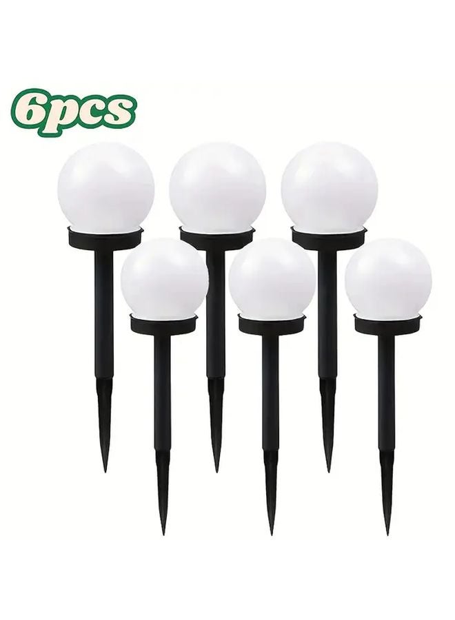 6pcs White Solar Garden Lights Outdoor LED Sphere Lawn Decor - Image 1