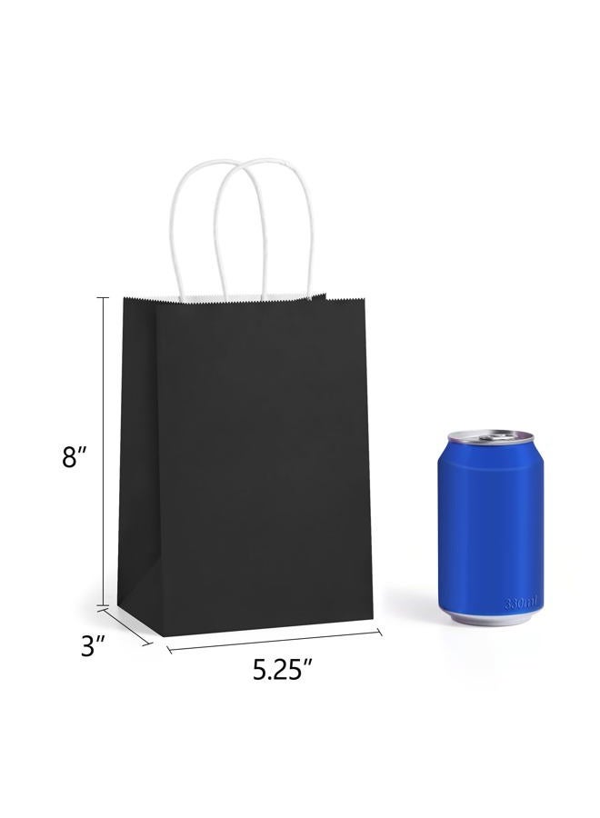 BagDream Black Gift Bags 5.25x3x8 Small Kraft Paper Bags with Handles Bulk 100Pack for Goodie, Treat, Party favor, Halloween, Business, Retail, Merchandise, Grocery - Image 2
