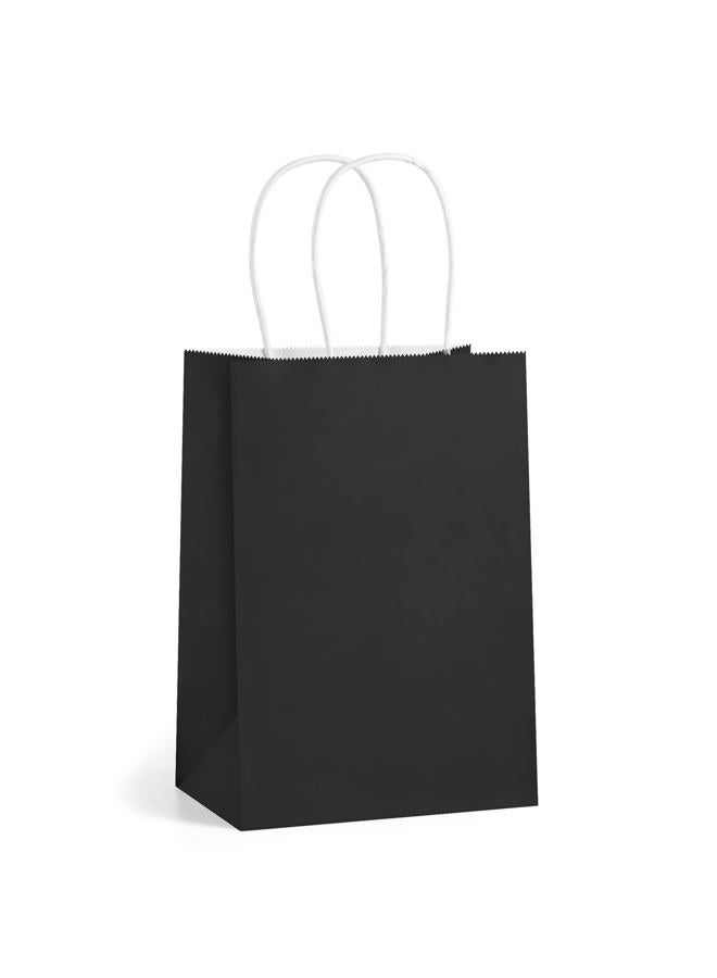 BagDream Black Gift Bags 5.25x3x8 Small Kraft Paper Bags with Handles Bulk 100Pack for Goodie, Treat, Party favor, Halloween, Business, Retail, Merchandise, Grocery - Image 1