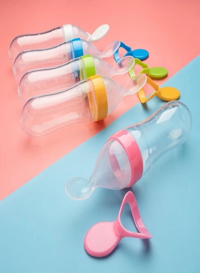 AUGEN Collapsible Newborn Baby Feeding Bottle Toddler Safe Silicone Squeeze Feeding Spoon Milk Cereal Bottle Baby Training Feeder/Fruit Feeder (90 ml, Green) - Image 3