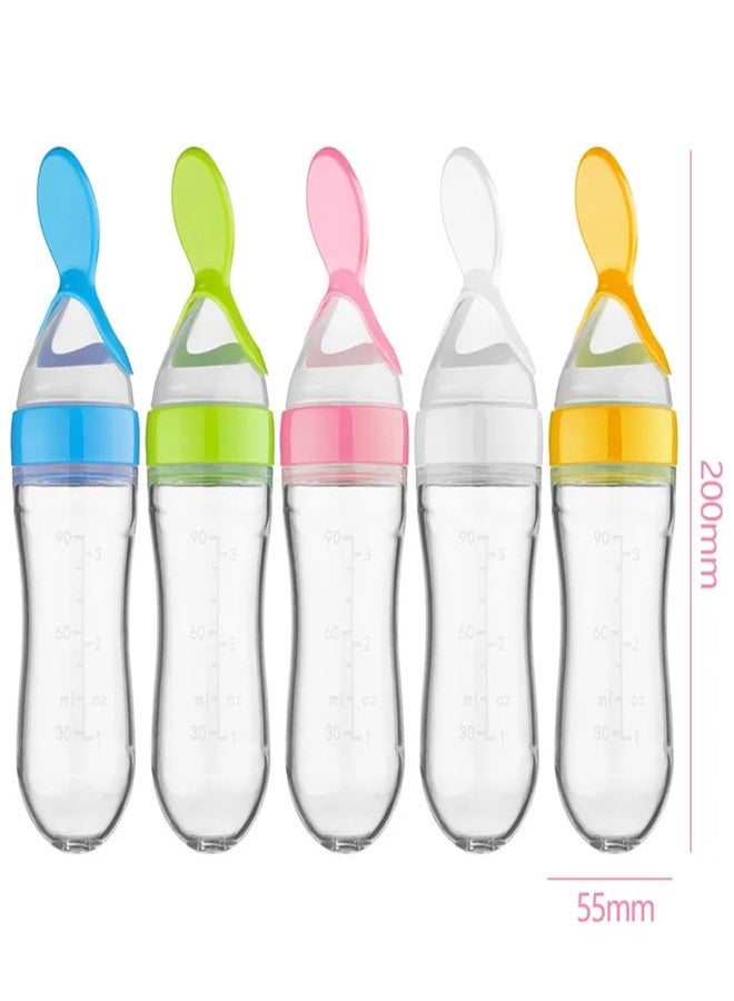 AUGEN Collapsible Newborn Baby Feeding Bottle Toddler Safe Silicone Squeeze Feeding Spoon Milk Cereal Bottle Baby Training Feeder/Fruit Feeder (90 ml, Green) - Image 5