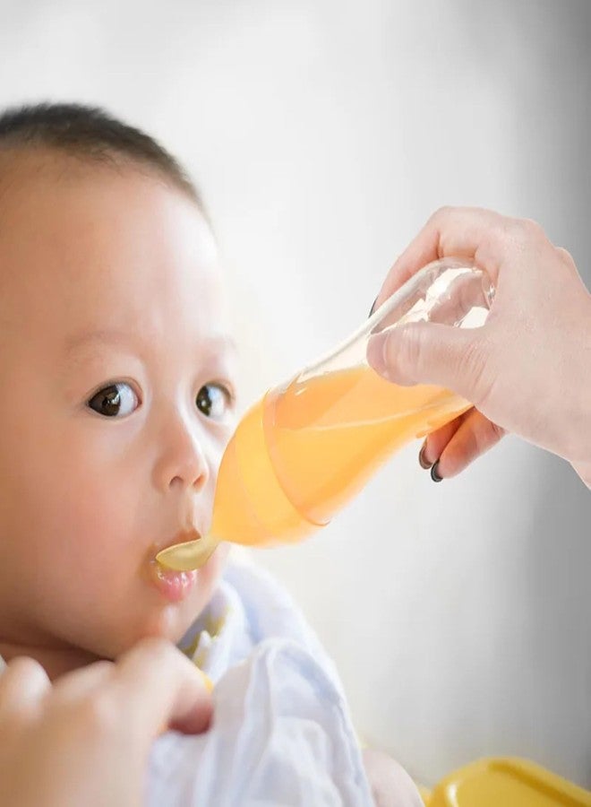 AUGEN Collapsible Newborn Baby Feeding Bottle Toddler Safe Silicone Squeeze Feeding Spoon Milk Cereal Bottle Baby Training Feeder/Fruit Feeder (90 ml, Green) - Image 2