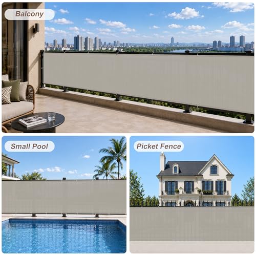 SUNNY GUARD 3'x16' Brown Grey Balcony Deck Privacy Screen Fence, Apartments Railing, Heavy Duty Wind Block Screen for Outdoor,Backyard,Patio,Porch Privacy（We Make Custom Sizes） - Image 5