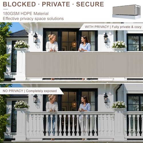 SUNNY GUARD 3'x16' Brown Grey Balcony Deck Privacy Screen Fence, Apartments Railing, Heavy Duty Wind Block Screen for Outdoor,Backyard,Patio,Porch Privacy（We Make Custom Sizes） - Image 3