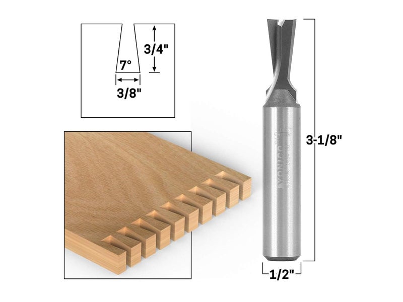 Yonico Dovetail Solid Carbide Router Bit 7 Degree X 3/8-Inch 1/2-Inch Shank 14816 - Image 4