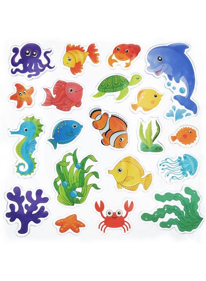 Tevxj حيوانات البحر 40 قطعة ملصقات جل سميكة، ملصقات فينيل متعددة الألوان للأطفال، ملصقات نوافذ قابلة لإعادة الاستخدام، مستلزمات حفلات ذات طابع المحيط للمنزل، السيارة، الفصل الدراسي، وزينة الحضانة - Image 1