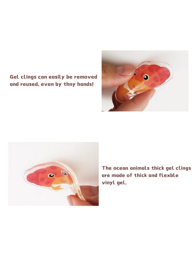 Tevxj حيوانات البحر 40 قطعة ملصقات جل سميكة، ملصقات فينيل متعددة الألوان للأطفال، ملصقات نوافذ قابلة لإعادة الاستخدام، مستلزمات حفلات ذات طابع المحيط للمنزل، السيارة، الفصل الدراسي، وزينة الحضانة - Image 3