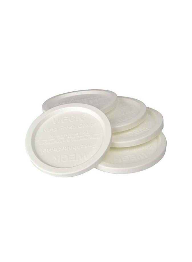 Weck Large JAR 5 Pack Keep Fresh Plastic LIDS, 5 Pack (Large = 4", 100mm Opening) Fits Models 738, 739, 740, 741, 742, 743, 744, 745, 776, 748, 974