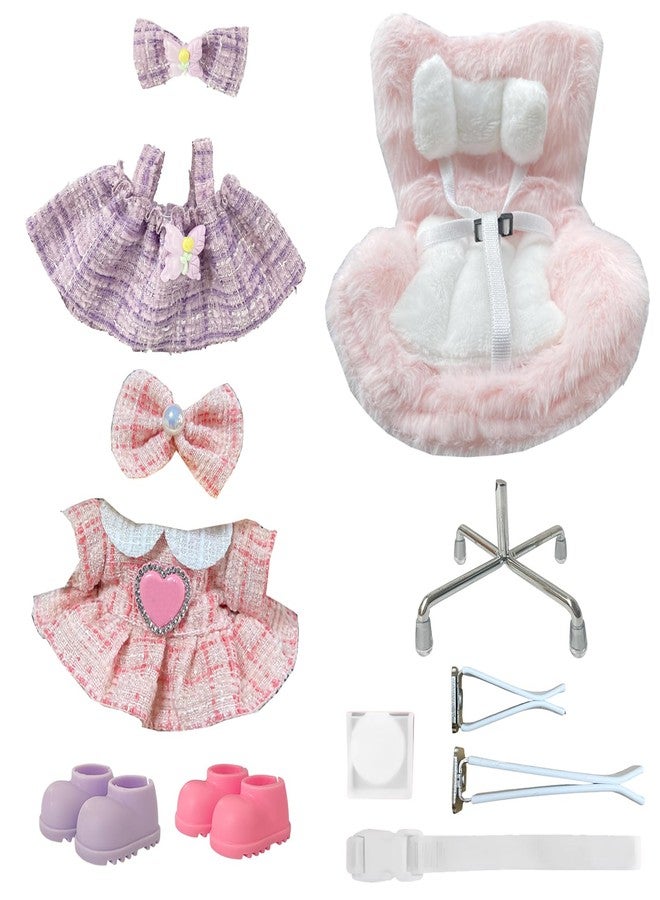 Ezcora Doll Car Seat & 2 Outfit Set (No Dolls), Car Seat for 10-17cm Dolls with Vent Clip & Seat Stand, Doll Clothes with Shoes, Cute and Functional Accessories Set - Image 1
