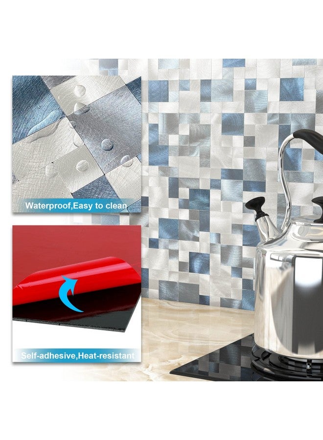 Benice Mosaic Tile Peel And Stick Backsplash Tile For Kitchen, Metal Backsplash Bathroom Wall Tiles Self Adhesive(Blue,10Sheets) - Image 5
