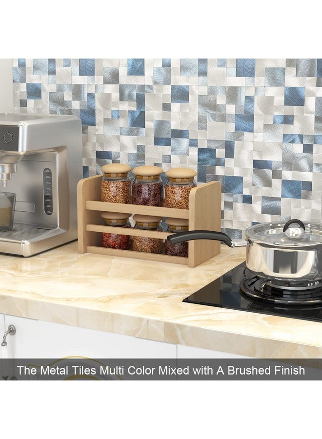 Benice Mosaic Tile Peel And Stick Backsplash Tile For Kitchen, Metal Backsplash Bathroom Wall Tiles Self Adhesive(Blue,10Sheets) - Image 3