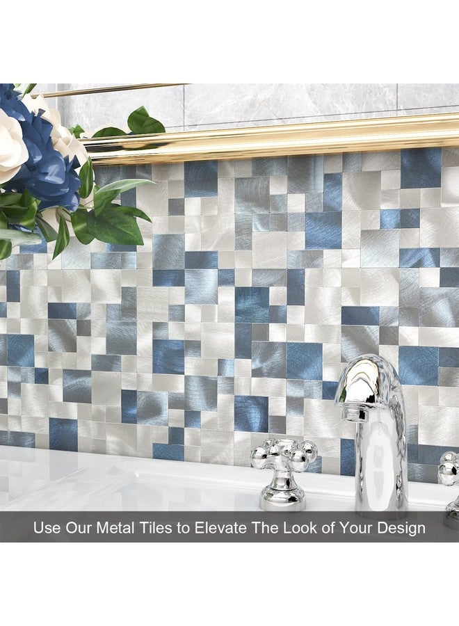 Benice Mosaic Tile Peel And Stick Backsplash Tile For Kitchen, Metal Backsplash Bathroom Wall Tiles Self Adhesive(Blue,10Sheets) - Image 4