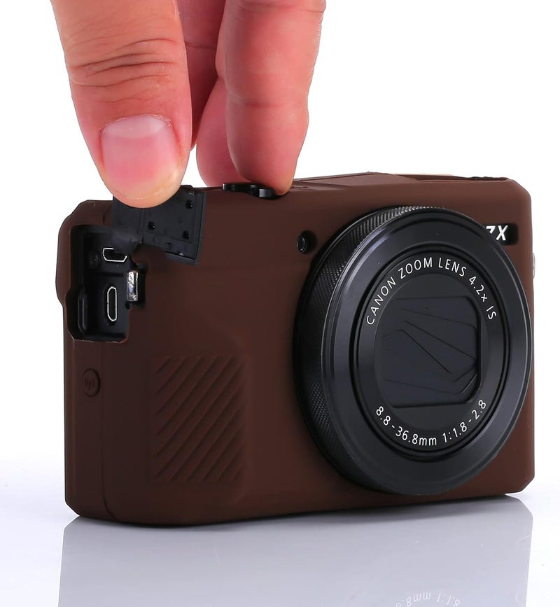Yisau G7X / G7X Mark II Camera Silicone Case, Ultra Thin Lightweight Rubber Soft Silicone Case Bag Cover for Canon PowerShot G7X / G7X Mark II with Microfiber Cloth - Coffee - Image 4