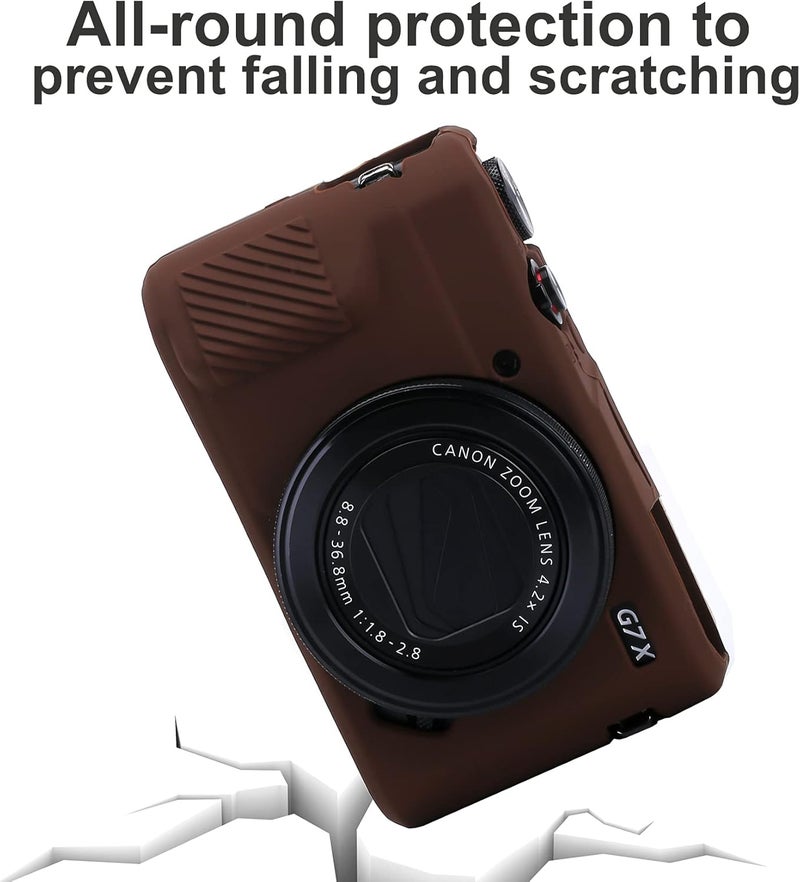 Yisau G7X / G7X Mark II Camera Silicone Case, Ultra Thin Lightweight Rubber Soft Silicone Case Bag Cover for Canon PowerShot G7X / G7X Mark II with Microfiber Cloth - Coffee - Image 2