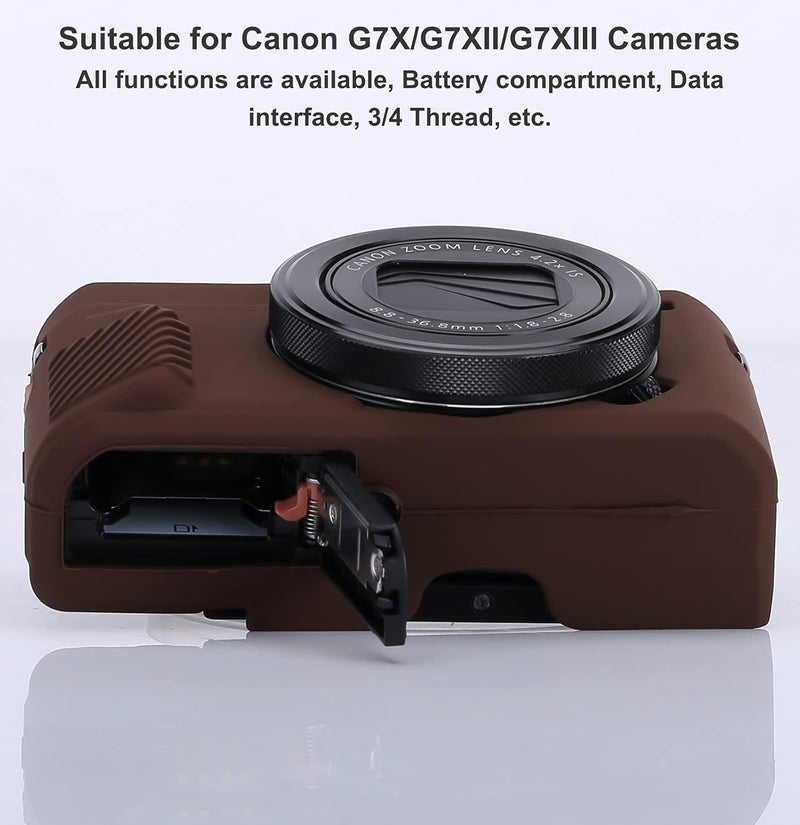 Yisau G7X / G7X Mark II Camera Silicone Case, Ultra Thin Lightweight Rubber Soft Silicone Case Bag Cover for Canon PowerShot G7X / G7X Mark II with Microfiber Cloth - Coffee - Image 3