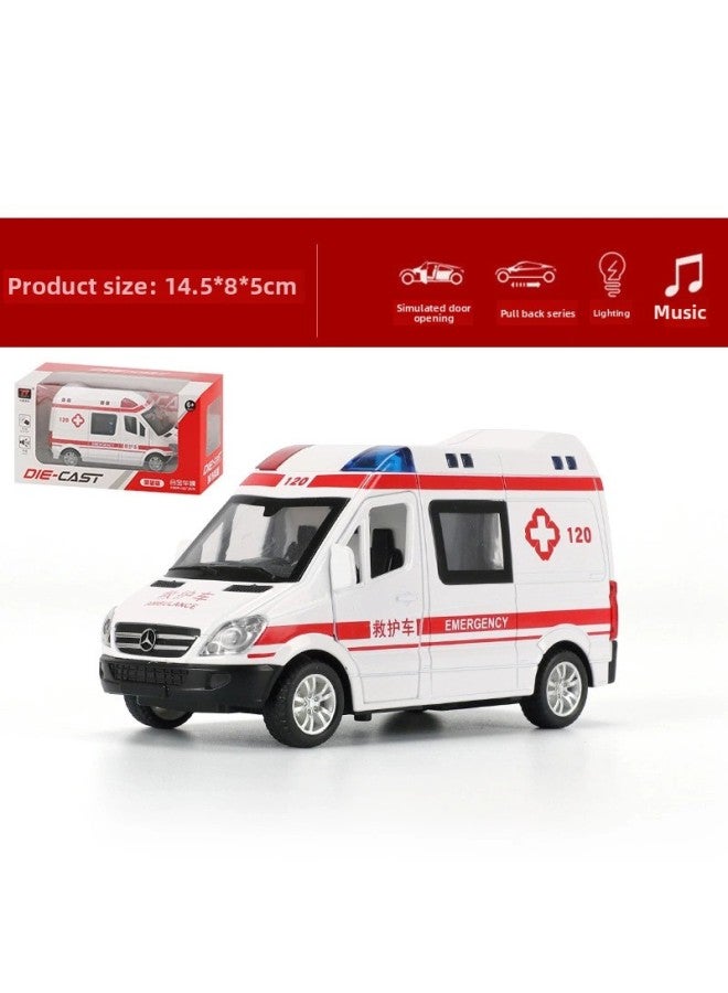 Tianying Alloy Ambulance Car Model 8909 Fire Fighting Model Pull Back Car Children Toy Car Gift Special Police Car Model-Color:Classic Ambulance  - Image 1