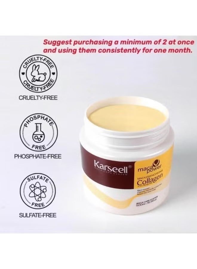 Karseell Collagen Hair Treatment Deep Repair Conditioning Argan Oil Collagen Hair Mask Essence for Dry Damaged Hair All Hair Types 16.90 oz 500ml - Image 4