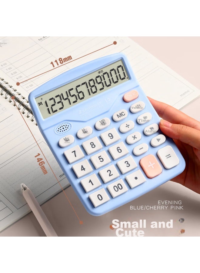 Sunwood 12-digit Universal Voice Calculator, حاسبة صوتية مكتبية عالمية، حساب ذهني للطلاب/المكتب، شاشة زرقاء، Ec-x837 - Image 4