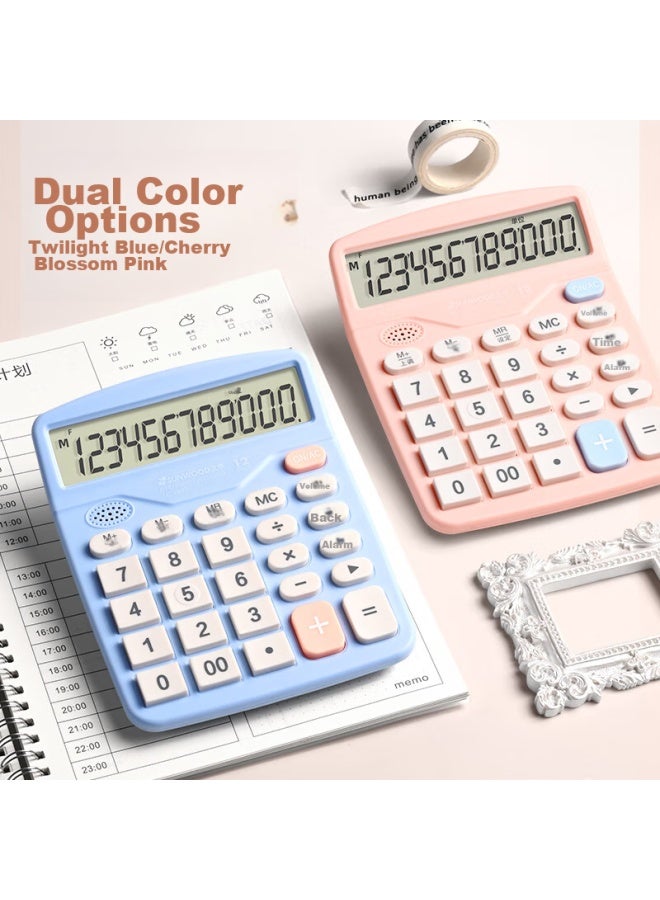 Sunwood 12-digit Universal Voice Calculator, حاسبة صوتية مكتبية عالمية، حساب ذهني للطلاب/المكتب، شاشة زرقاء، Ec-x837 - Image 3