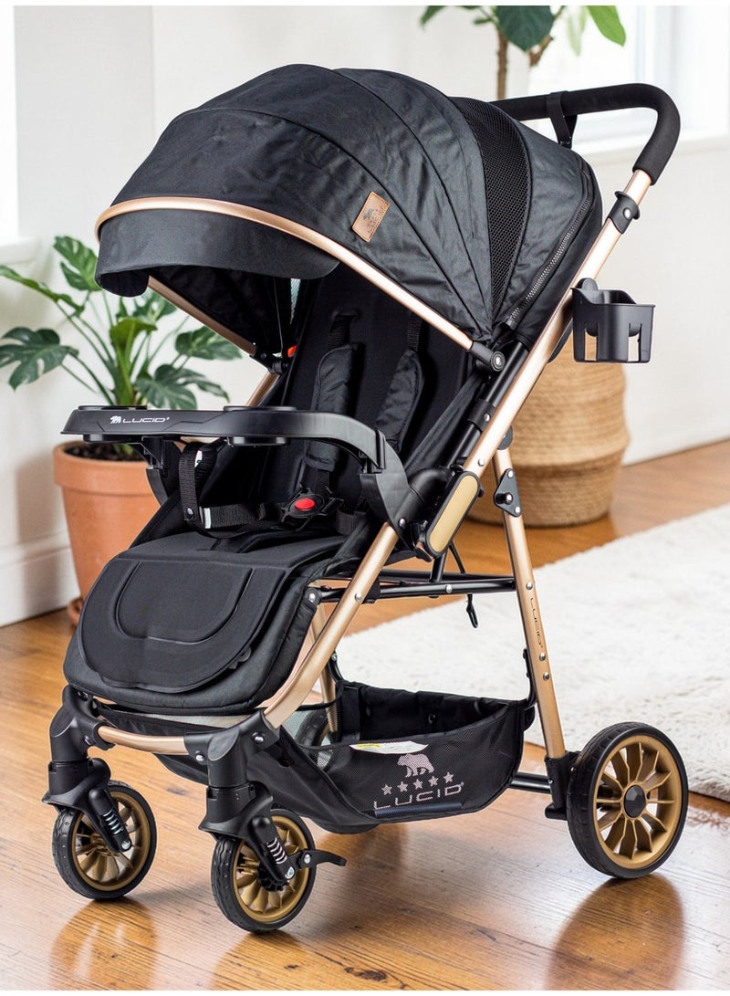 لوسيد سترولر بيبى مزوده ببطانه عاليه الكثافه من البراند لوسيد اسود موديل - FLIP - Image 1