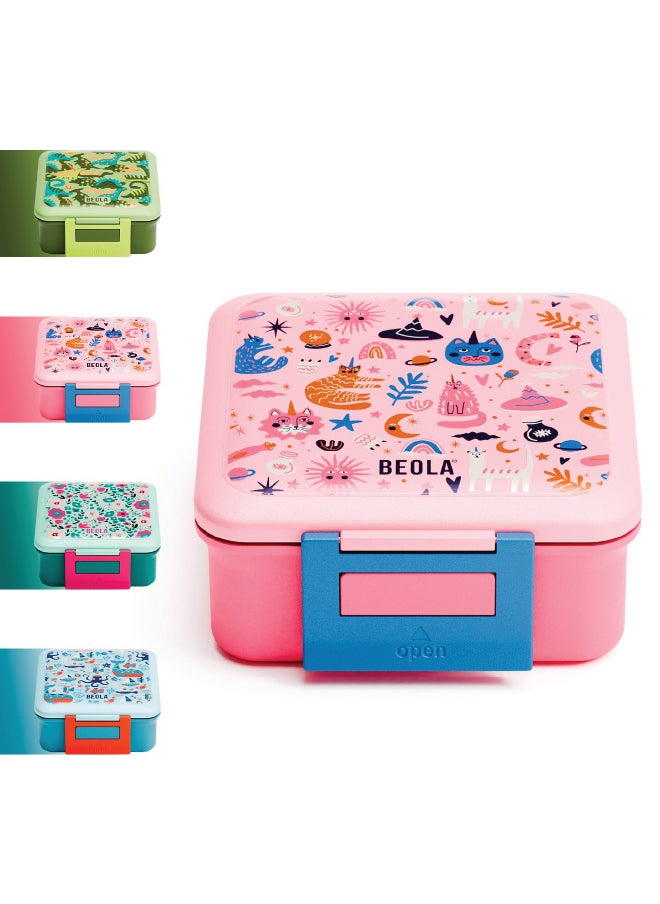 BEOLA Lunch Box for Kids with Food Jar Inside, Multi Compartment Bento Lunch Box with 240ml Food Thermos and Ice Pack, Tiffin Box for Kids with Insulated Steel Jar, Lightweight BPA free (Unicat Magic)  - Image 2