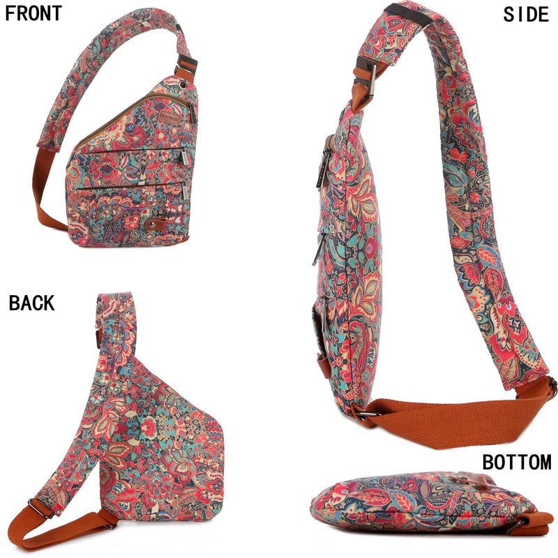 BAOSHA Women's Floral Small Sling Bag Anti Theft Travel purse Bag Crossbody Chest Shoulder Bag XB-16 (HS) - Image 3