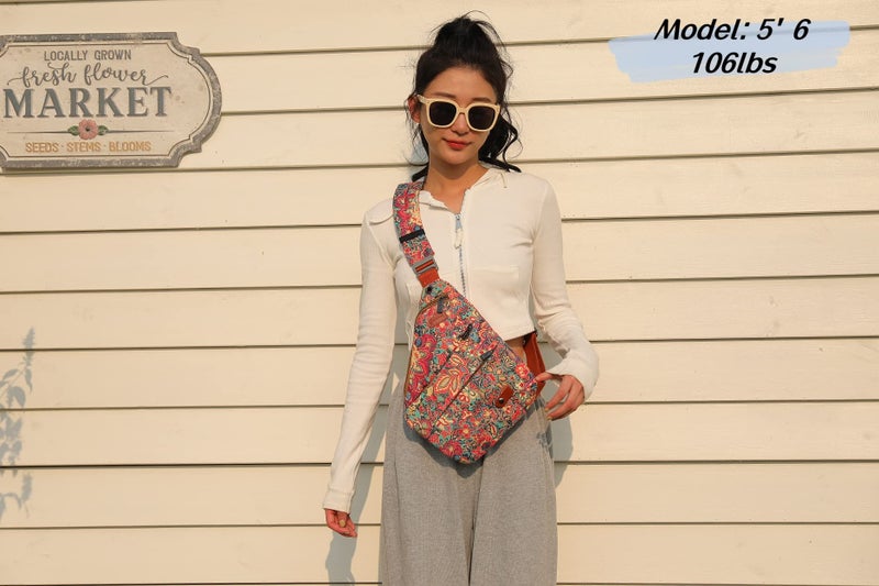 BAOSHA Women's Floral Small Sling Bag Anti Theft Travel purse Bag Crossbody Chest Shoulder Bag XB-16 (HS) - Image 2