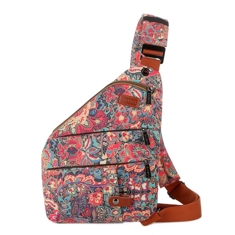 BAOSHA Women's Floral Small Sling Bag Anti Theft Travel purse Bag Crossbody Chest Shoulder Bag XB-16 (HS) - Image 1