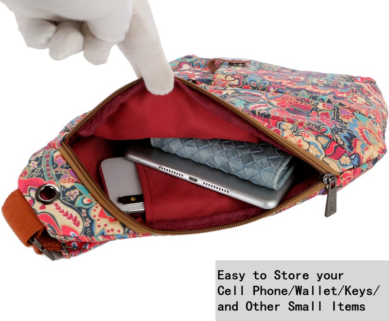 BAOSHA Women's Floral Small Sling Bag Anti Theft Travel purse Bag Crossbody Chest Shoulder Bag XB-16 (HS) - Image 5