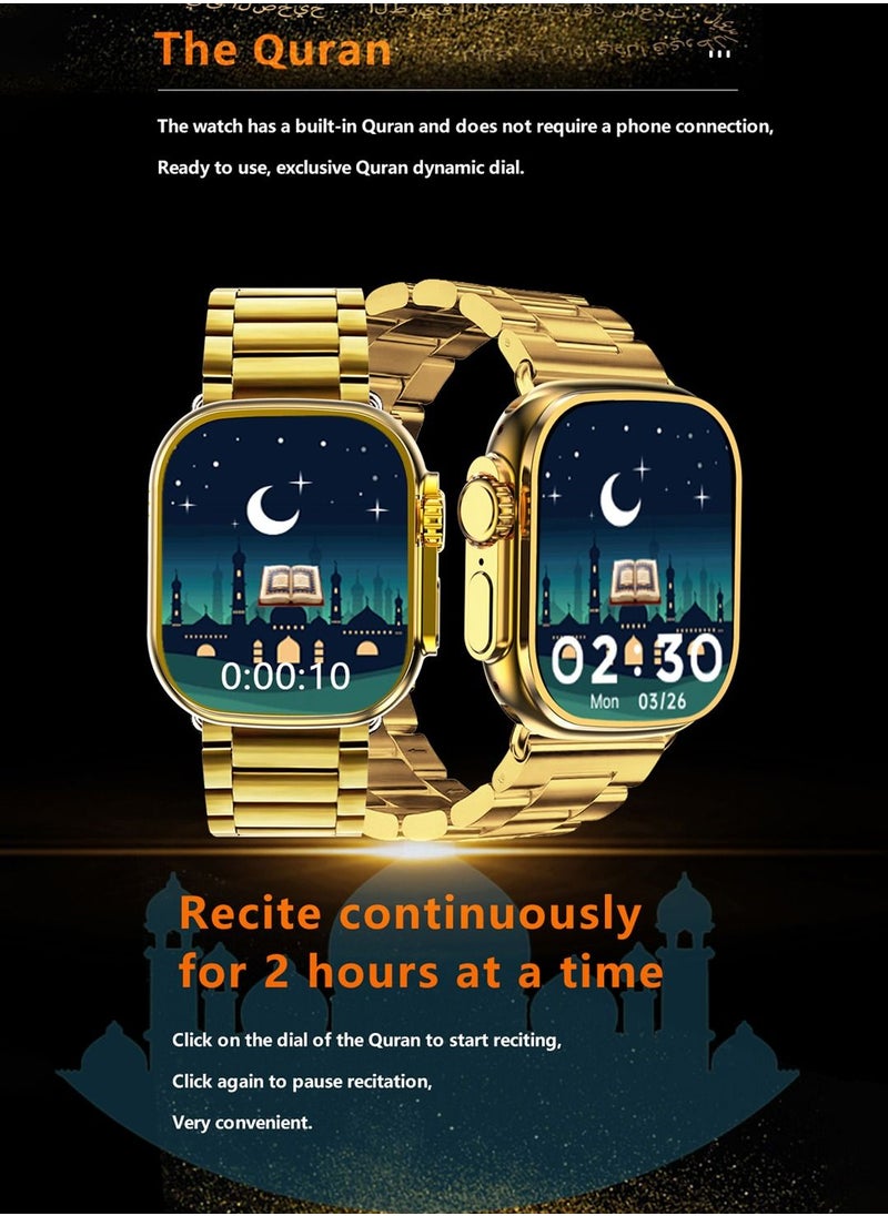 ULHYC - Ultra Watch Max Series M9 Customized Edition of the Quran Smart Watch 49mm Steel Case with Golden Sport Steel Band - Image 1