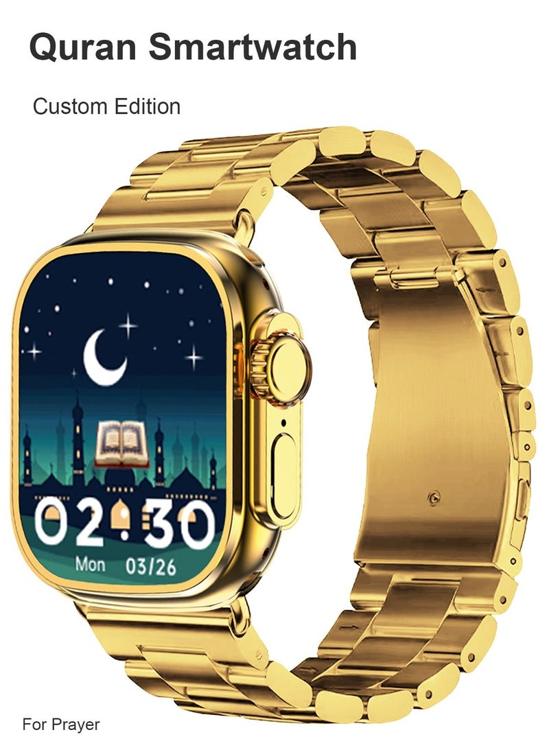 ULHYC - Ultra Watch Max Series M9 Customized Edition of the Quran Smart Watch 49mm Steel Case with Golden Sport Steel Band - Image 1