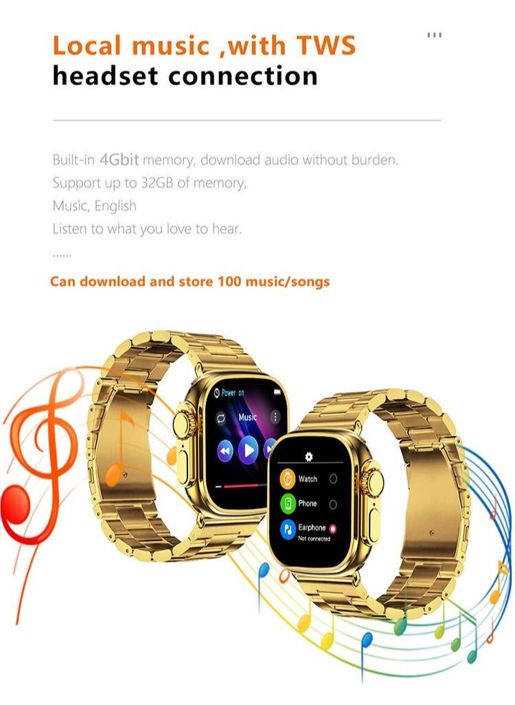 ULHYC - Ultra Watch Max Series M9 Customized Edition of the Quran Smart Watch 49mm Steel Case with Golden Sport Steel Band - Image 1