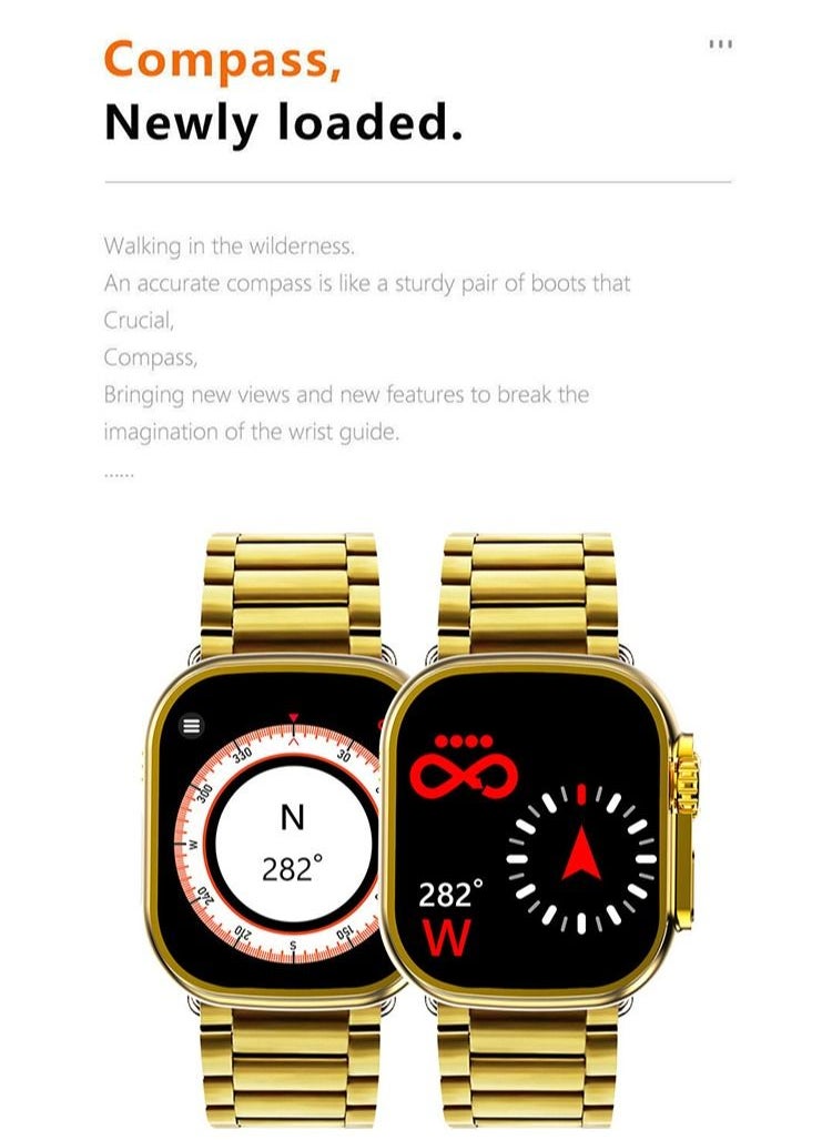 ULHYC - Ultra Watch Max Series M9 Customized Edition of the Quran Smart Watch 49mm Steel Case with Golden Sport Steel Band - Image 1