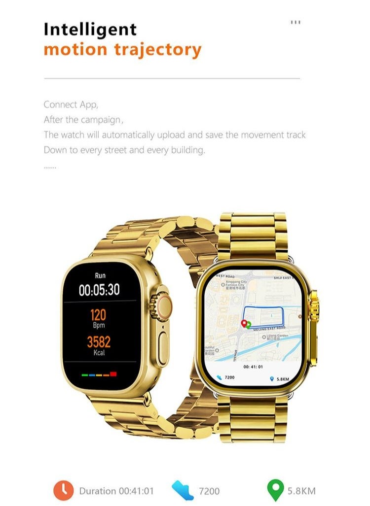 ULHYC - Ultra Watch Max Series M9 Customized Edition of the Quran Smart Watch 49mm Steel Case with Golden Sport Steel Band - Image 1