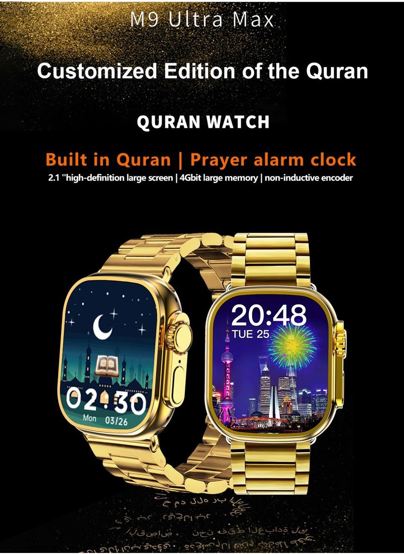 ULHYC - Ultra Watch Max Series M9 Customized Edition of the Quran Smart Watch 49mm Steel Case with Golden Sport Steel Band - Image 1