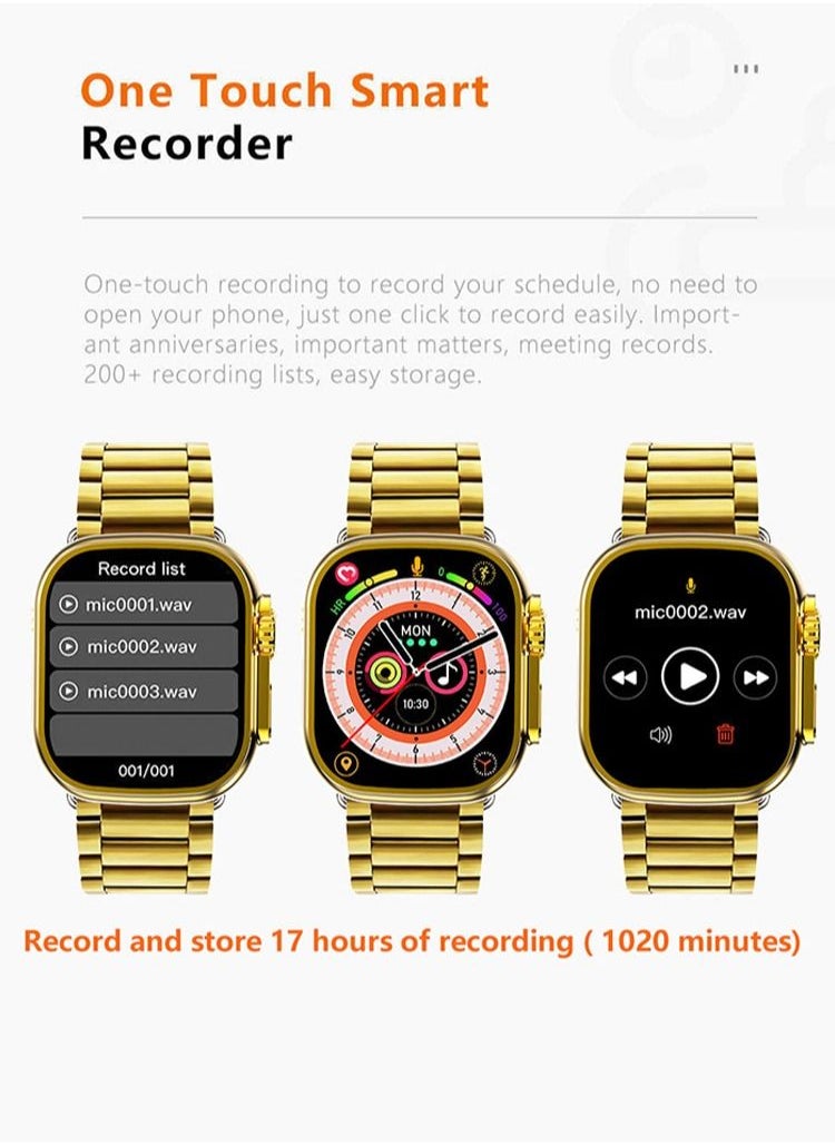 ULHYC - Ultra Watch Max Series M9 Customized Edition of the Quran Smart Watch 49mm Steel Case with Golden Sport Steel Band - Image 1