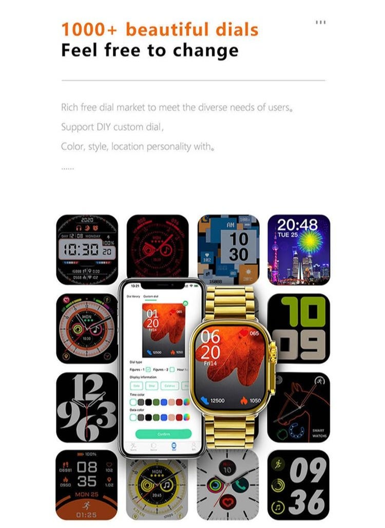 ULHYC - Ultra Watch Max Series M9 Customized Edition of the Quran Smart Watch 49mm Steel Case with Golden Sport Steel Band - Image 1