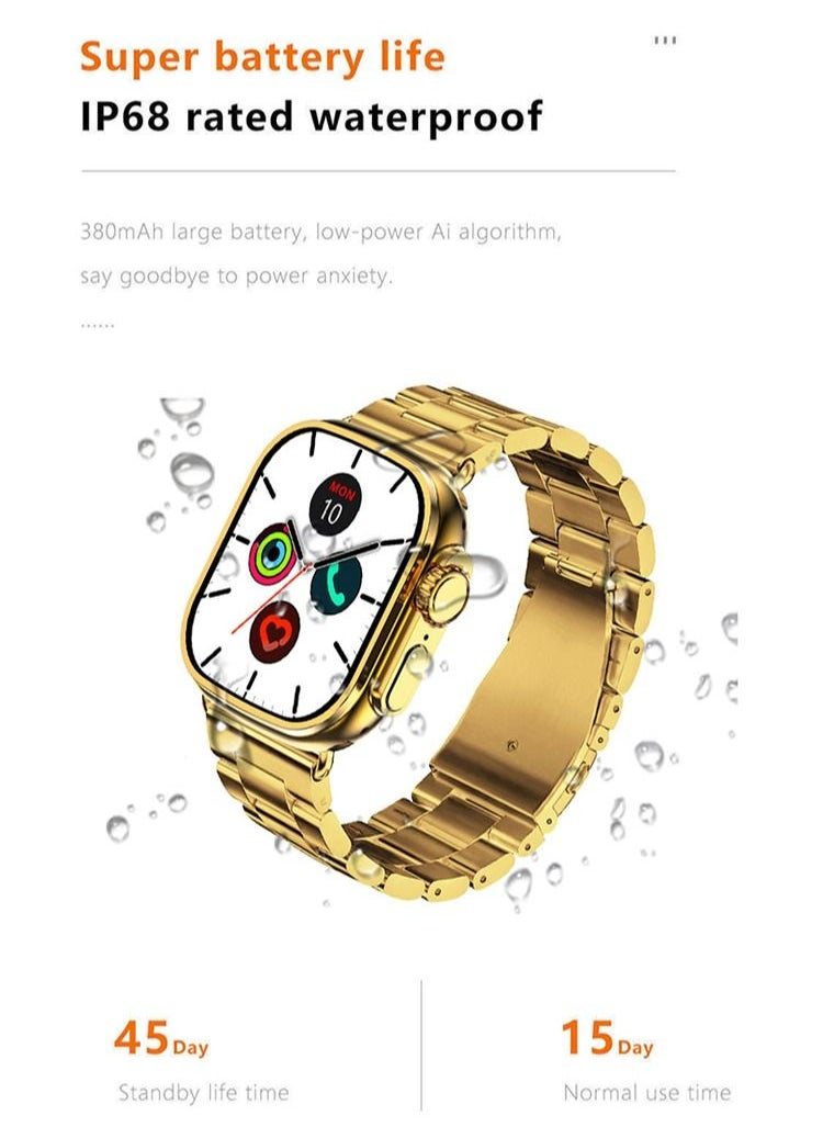 ULHYC - Ultra Watch Max Series M9 Customized Edition of the Quran Smart Watch 49mm Steel Case with Golden Sport Steel Band - Image 1