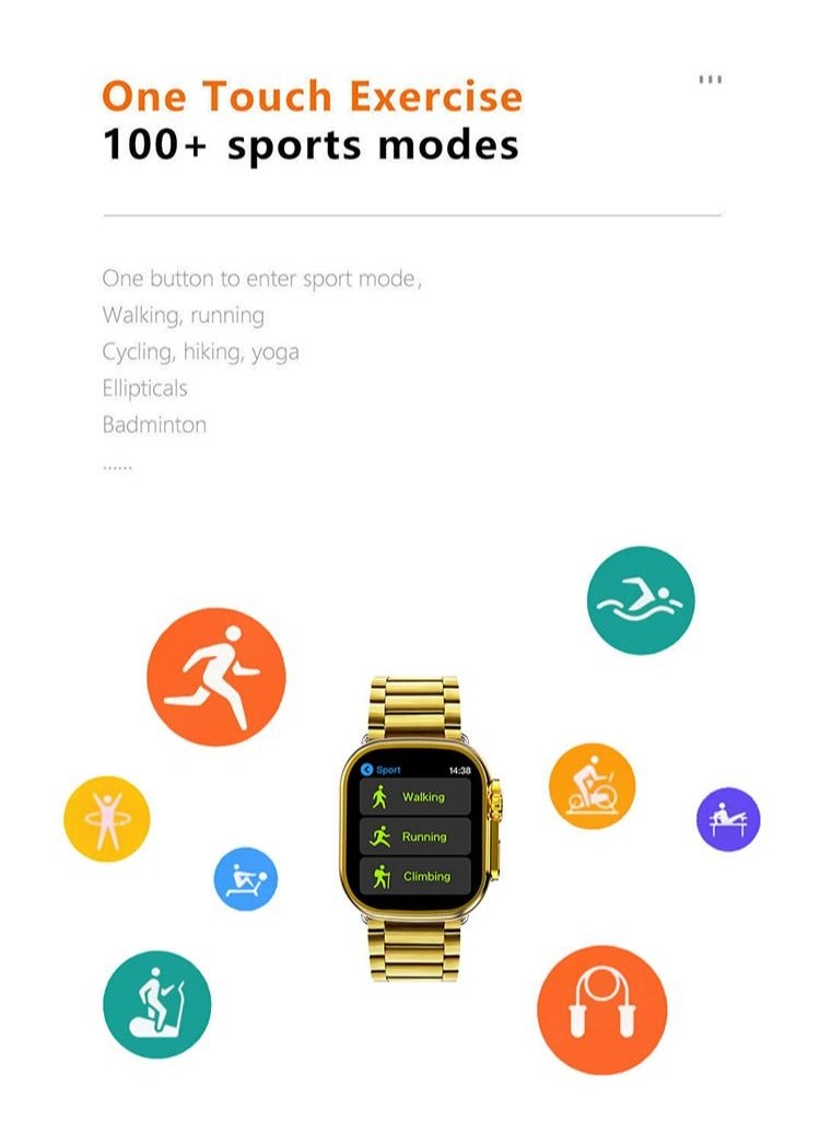ULHYC - Ultra Watch Max Series M9 Customized Edition of the Quran Smart Watch 49mm Steel Case with Golden Sport Steel Band - Image 1