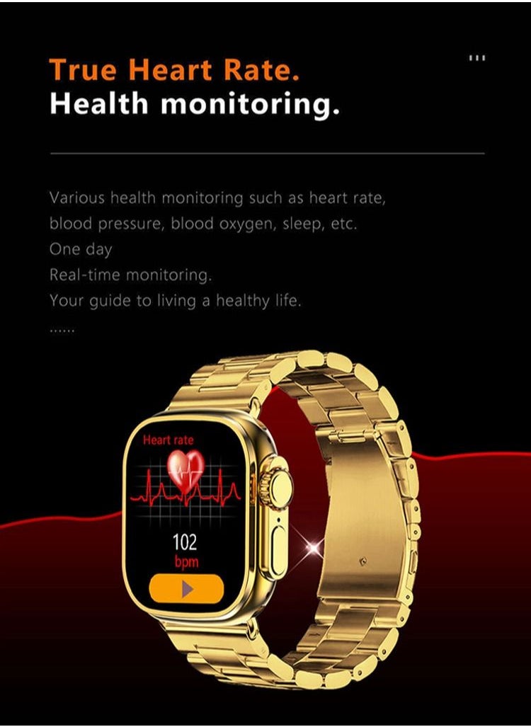 ULHYC - Ultra Watch Max Series M9 Customized Edition of the Quran Smart Watch 49mm Steel Case with Golden Sport Steel Band - Image 1
