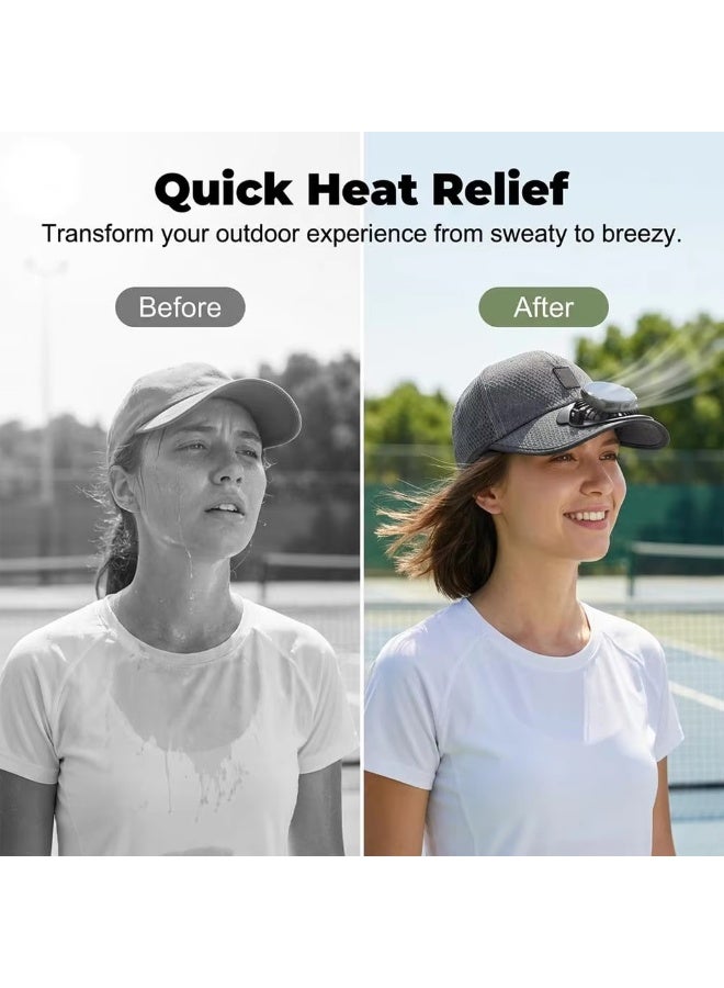 Solar USB Rechargeable Fan Baseball Cap, Breathable Mesh Anti-UV Sun Hat for Outdoor Sports - Image 4