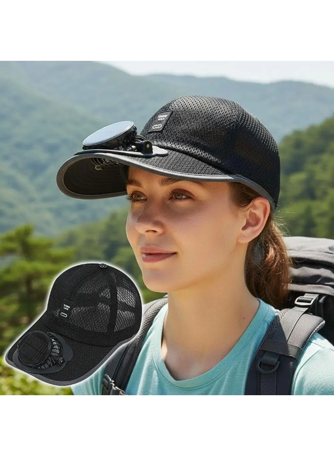 Solar USB Rechargeable Fan Baseball Cap, Breathable Mesh Anti-UV Sun Hat for Outdoor Sports - Image 3