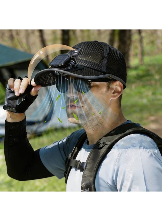 Solar USB Rechargeable Fan Baseball Cap, Breathable Mesh Anti-UV Sun Hat for Outdoor Sports - Image 1
