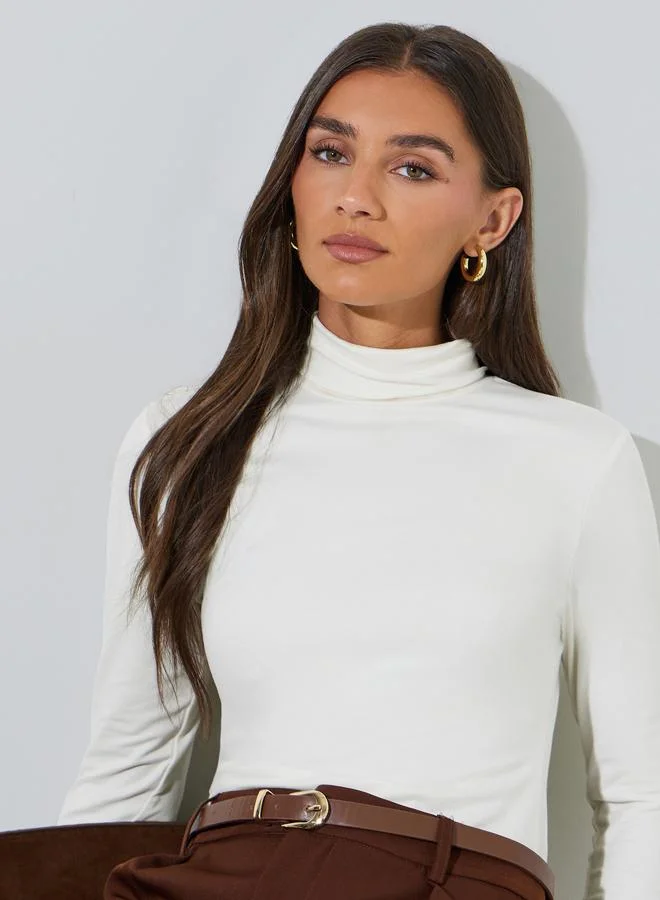 Pack of 2 - Solid High Neck Fitted T-Shirt